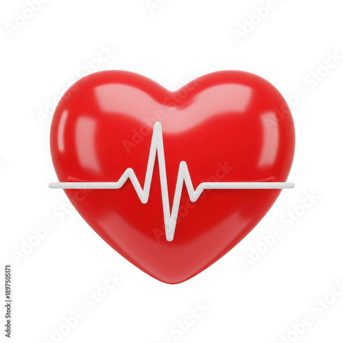 3d rendered heart with ecg waveform