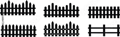 Fence icon vector set on transparent background vector illustration Various fence icon set in black and  different styles