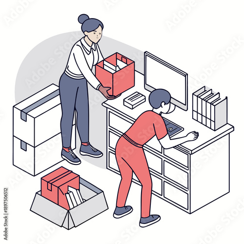 Office work involving box management and other responsibilities