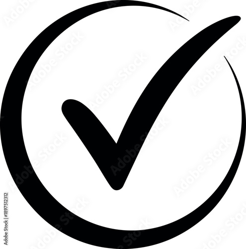 Checkmark symbol black circle approved accepted confirmation sign