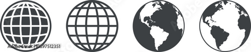 Globe icons earth symbols globalization world map graphics