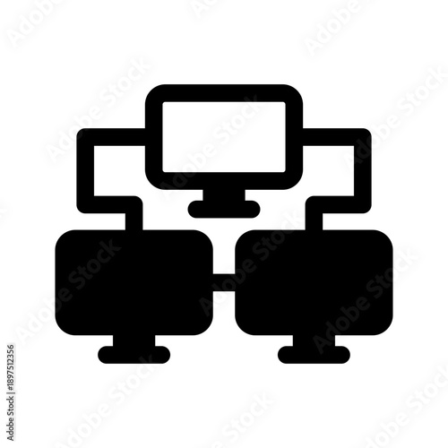 Local network solid line icon illustration by big data systems