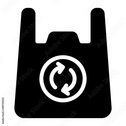 Recycled Plastic Bag glyph icon