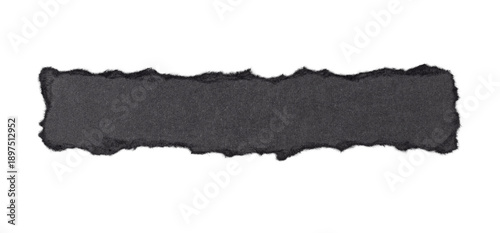 Black Ripped Torn Paper Isolated on White and Png Transparent Background