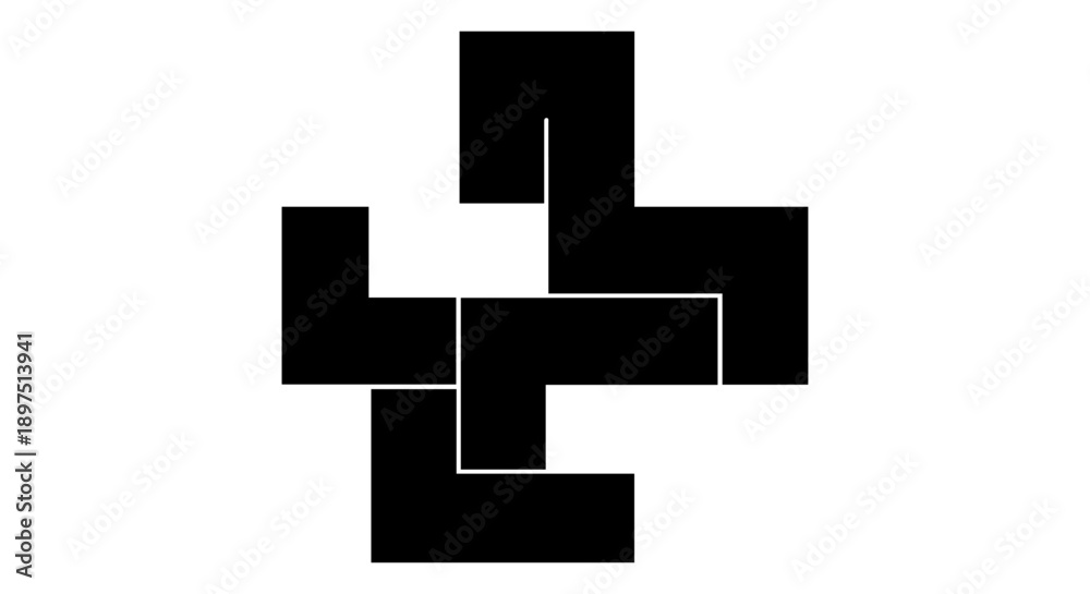 Obraz premium Abstract black geometric design featuring interlocking square and rectangular shapes