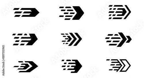 Abstract black and white speed arrows in a grid pattern representing motion