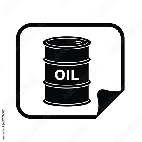 Black oil barrel icon with rounded square frame