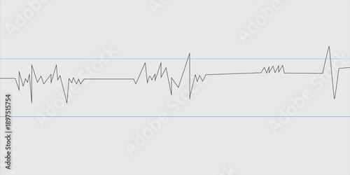 Set of seismic waves oscillation earthquake waveform with random frequency and amplitude, vector seismogram recording the vibrations of the earth.