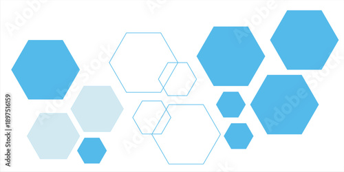 Abstract blue hexagon banner background.