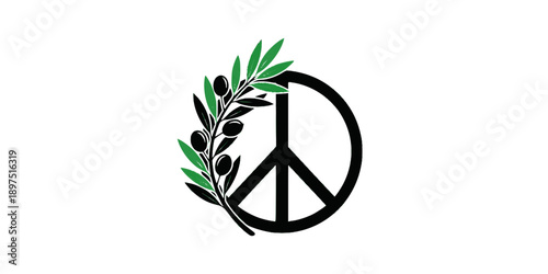 Olive Branch Peace Sign Eco T-Shirt Silhouette
