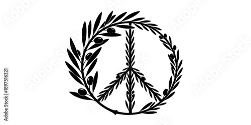 Olive Branch Peace Sign Eco T-Shirt Silhouette