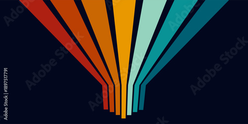 Retrofuturism poster design in trendy retro line style. Modern art poster retro vintage style 70s stripes background template lines shapes vector design