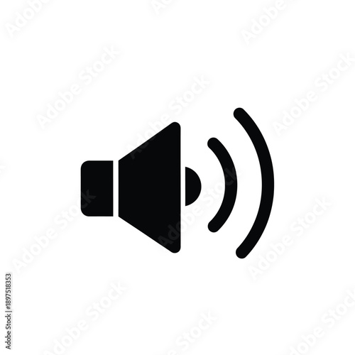 Black speaker icon with sound waves for audio or volume concepts