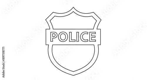 Black and white illustration of a police badge with the word police inside