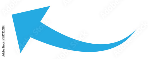 Long blue curved arrow icon. Blue curved arrow icon. Long arrow icon. Curved arrow on white background. Vector illustration. EPS 10