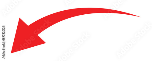 Long red curved arrow icon. Red curved arrow icon. Long arrow icon. Curved arrow on white background. Vector illustration. EPS 10