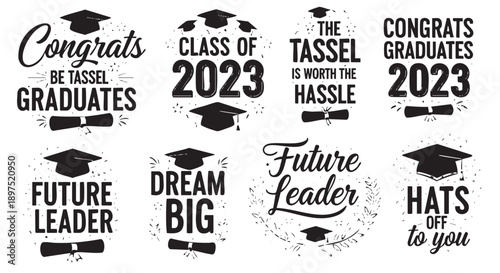 Graduation celebration banners with motivational messages for graduates