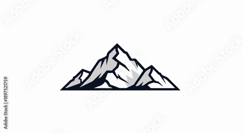 Stylized, graphic mountain range with sharp peaks and defined shadows