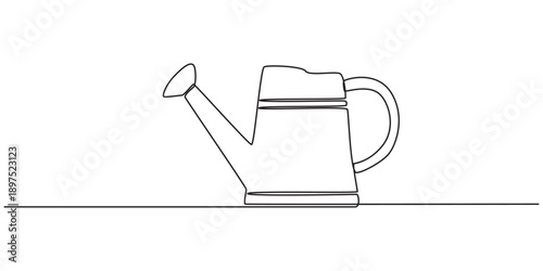 Watering Can for the Garden Single Line Drawing with Editable Stroke, Continuous one line drawing water the plants to maintain a good environment. World environment day concept. Single line draw.pro