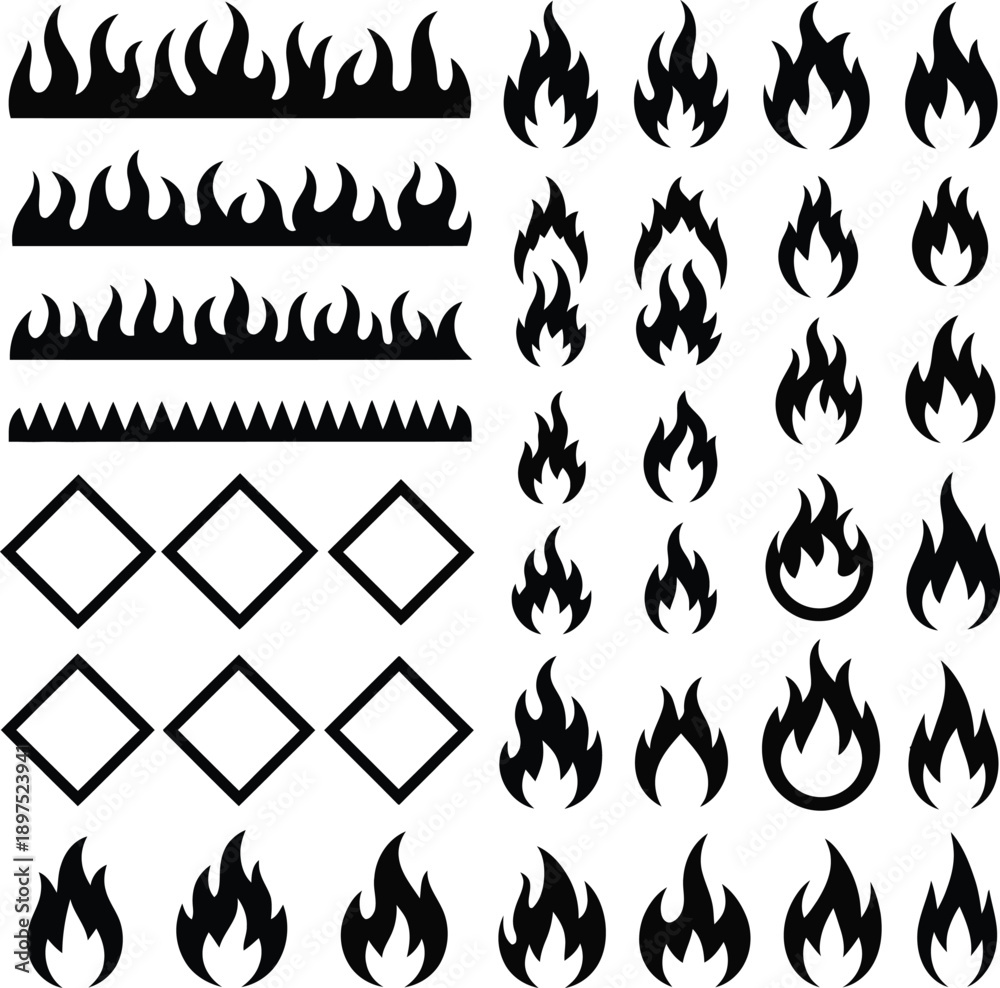 Fototapeta premium A collection of flame and diamond shaped icons