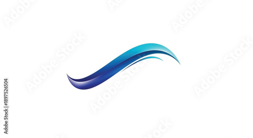 Abstract modern logo design featuring a single dynamic blue wave or swoosh. This vector icon represents water, flow, motion, and speed, with a smooth 3D gradient finish. Ideal for corporate branding.