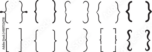 Curly and Square Brackets Abstract Design: A visually engaging composition features an array of precisely arranged curly and square brackets, showcasing their geometric charm and design potential.