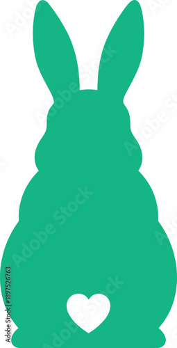 Happy easter bunny silhouette with heart shaped face