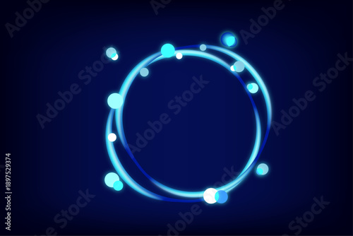Glowing Blue Neon Circle on Dark Background – Futuristic Tech Energy Ring Vector