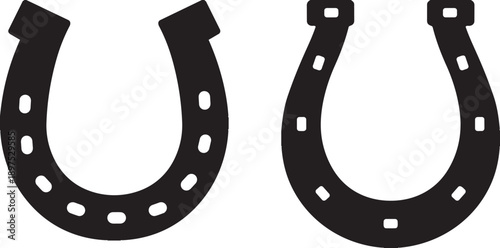 Horseshoe Silhouette: Two horseshoes stand side by side, showcasing their iconic U-shape design, a timeless symbol of luck and good fortune.
