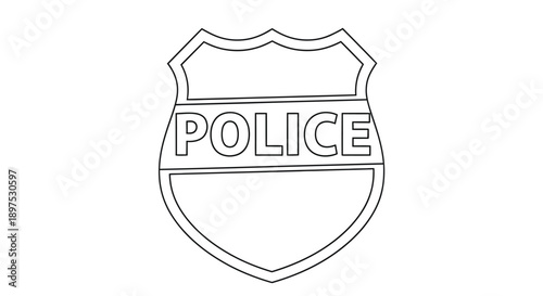 Black and white outline of a police shield with the word police displayed