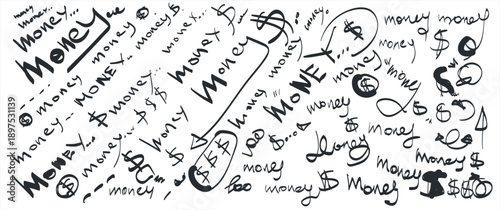 Handwritten Money Doodles and Dollar Signs