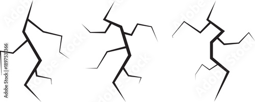 Fractured Lines: A graphic representation of three cracks, embodying fragility and imperfection, isolated and simple.