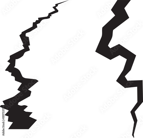 Fracture Lines: Two striking fracture lines carve a visual path, showcasing the concept of division and breakage, perfect for illustrating themes of disruption and damage.