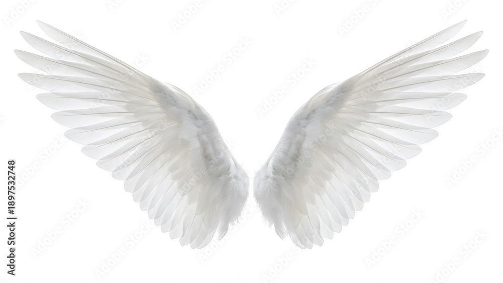 Obraz premium Pair of Bright White Angel or Bird Wings Against a Deep Dark Void