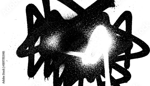 Abstract Black Spray Paint Graffiti Tag on White Background 1.