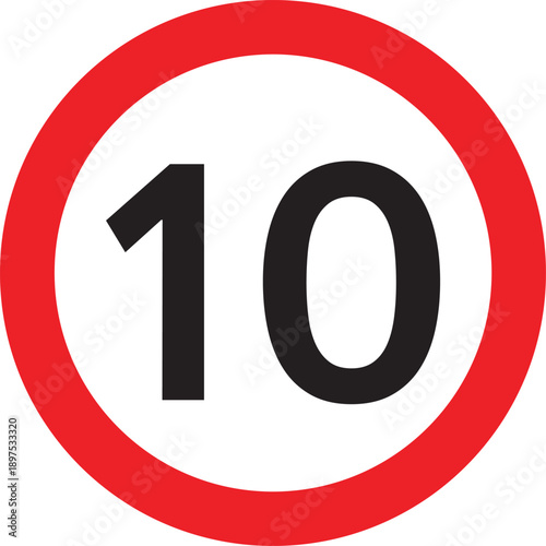 Speed Limit 10 UK Traffic Sign Editable Vector