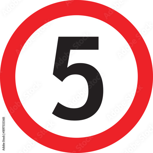 Speed Limit 5 UK Traffic Sign Editable Vector