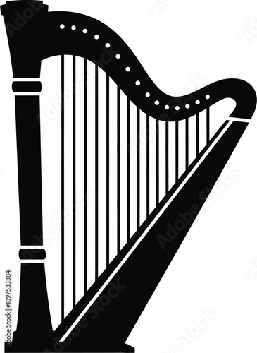 Stringed harp musical instrument. 