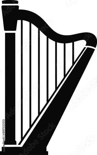 Stringed harp musical instrument. 