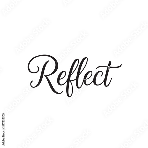 Handwritten reflect calligraphy word isolated on transparent background