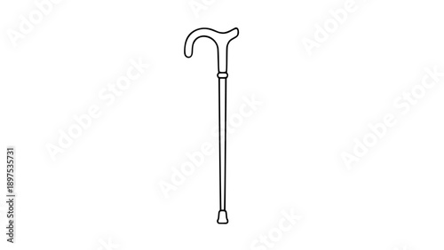 Single Line Walking Cane — Minimalist Mobility Aid Line Art Icon