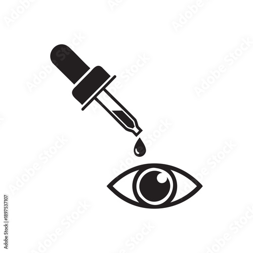 Illustration of eyeliner makeup brush applying product to eye isolated