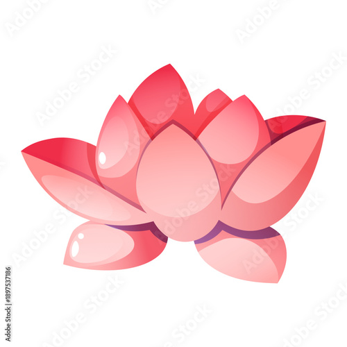 A delicate pink lotus flower with open petals, side view. For designing banners and flyers on the theme of the East, yoga and meditation, weddings, icons, and logos.