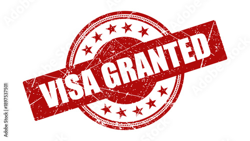 Visa granted stamp with grunge texture