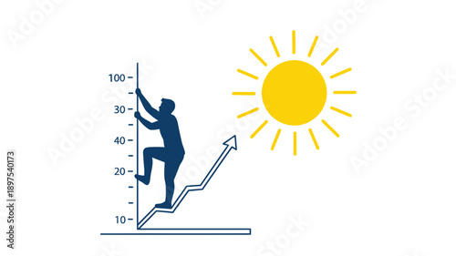 Climbing towards success with a bright future a bold silhouette