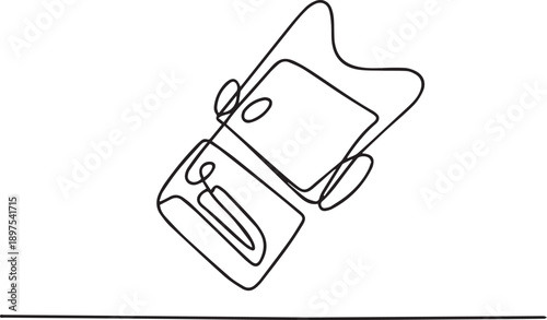 Line art illustration of a camera viewed from above with minimalist design