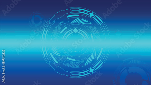 Retro futuristic hud interface with digital circuit elements and sci fi tech