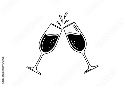 clinking champagne glasses vector art