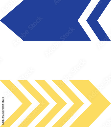 Abstract Blue and Yellow Arrows Representing Forward and Backward Movement