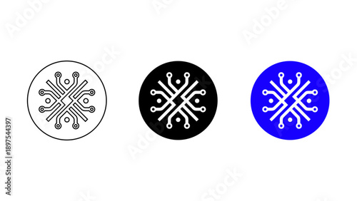 Digital CPU microchip icon for AI and hardware technology concepts